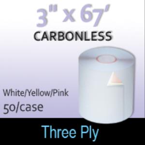 3-Ply White/Yellow/Pink  Roll - 3" x 67